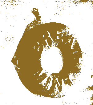 it's a boy holding a gigantic breath mint!