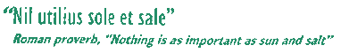 Nil utilius sole et sale.
(Roman proverb: Nothing is as useful as sun and salt.)